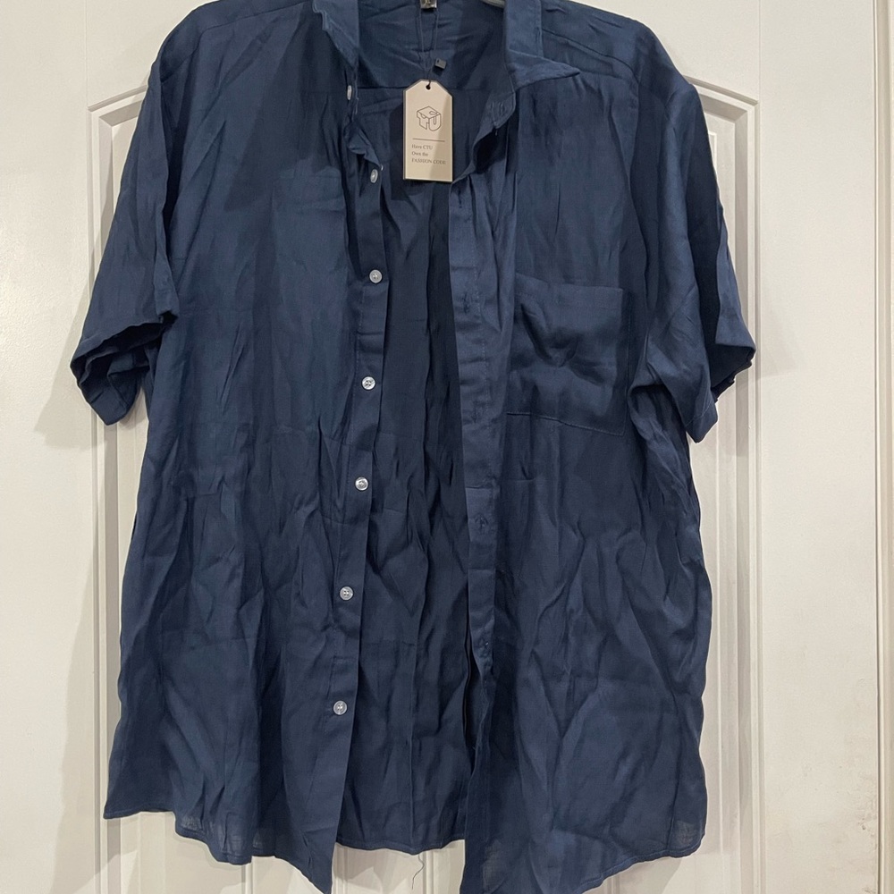 Men's Navy Blue Short Sleeve Shirt